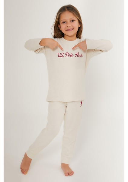 U.S. Polo Assn. Kız Çocuk Krem Pijama Takım 50285867-VR071