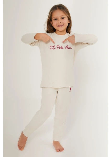 U.S. Polo Assn. Kız Çocuk Krem Pijama Takım 50285867-VR071