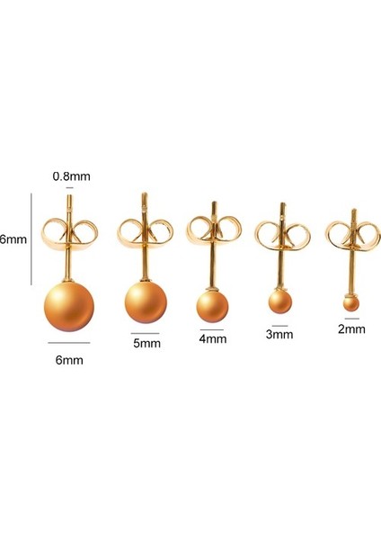 Paslanmaz Çelik Yuvarlak Top Kulak Studs Küpe (Yurt Dışından)