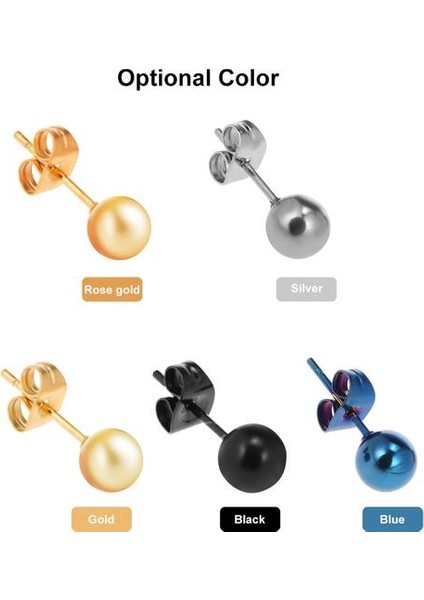 Paslanmaz Çelik Yuvarlak Top Kulak Studs Küpe (Yurt Dışından)