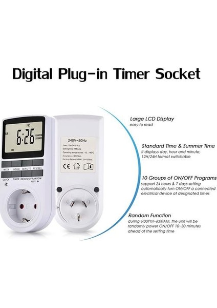 Dijital Plug-In Zamanlayıcı Soket LCD Ekran Eu Fiş (Yurt Dışından) fırsatları