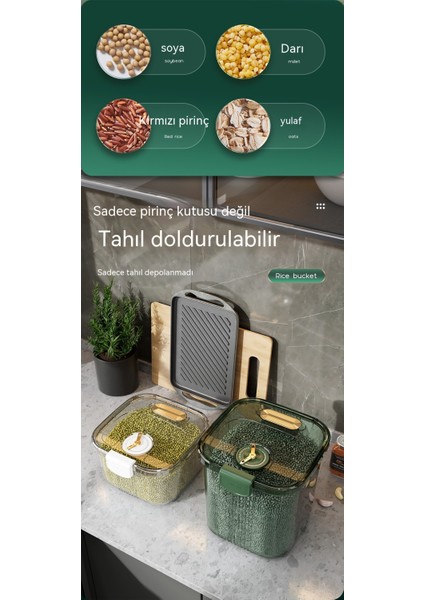 Ev Hafif Lüks Un Pirinç Kovası Mutfak Böcek Geçirmez ve Neme Dayanıklı Tahıl Depolama Tankı Çift Şeffaf Sızdırmaz Pirinç Saklama Kovası 6kg (Yurt Dışından) fırsatları