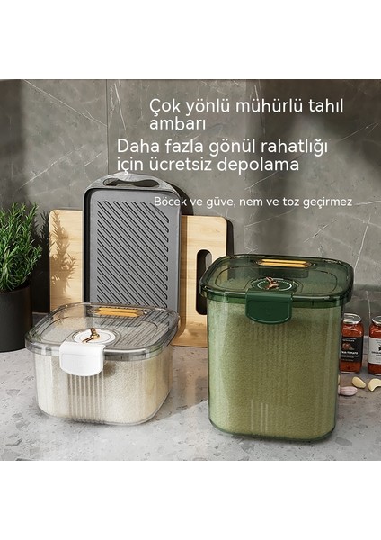 Ev Hafif Lüks Un Pirinç Kovası Mutfak Böcek Geçirmez ve Neme Dayanıklı Tahıl Depolama Tankı Çift Şeffaf Sızdırmaz Pirinç Saklama Kovası 6kg (Yurt Dışından) indirimleri