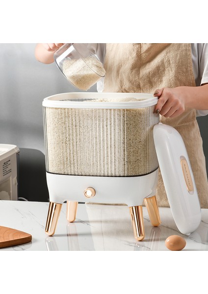 Yeni Hafif Lüks Altın Kaplama Pirinç Kutusu Mutfak Mühürlü Preslenmiş Depolama Pirinç Kovası Ev Tipi Nem Geçirmez ve Böcek Geçirmez Otomatik Pirinç Kovası 10KG (Yurt Dışından) modelleri