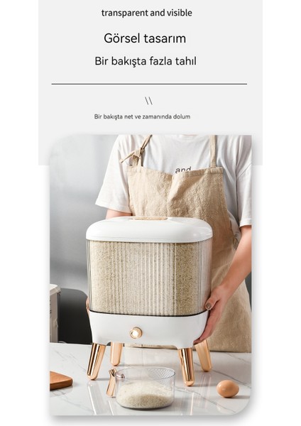 Yeni Hafif Lüks Altın Kaplama Pirinç Kutusu Mutfak Mühürlü Preslenmiş Depolama Pirinç Kovası Ev Tipi Nem Geçirmez ve Böcek Geçirmez Otomatik Pirinç Kovası 10KG (Yurt Dışından) indirimleri