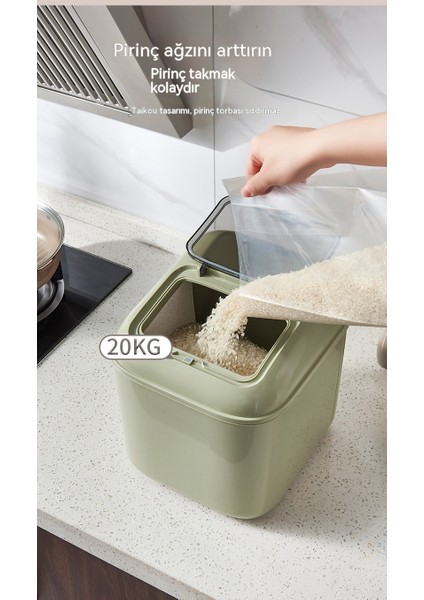 Minimalist Dolap Tipi Mühürlü Pirinç Kovası Ev Büyük Kapasiteli Otomatik Çıkış Pirinç Kutusu Mutfak Nem Geçirmez ve Böcek Geçirmez Pirinç Kovası 10KG (Yurt Dışından)