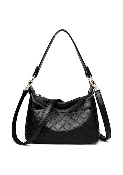 Kadın Çantası 2023 Yeni Orta Yaşlı Anne Çantası Basit ve Çok Katlı Pratik Büyük Kapasiteli Doku Tek Omuz Messenger Çantası (Yurt Dışından)