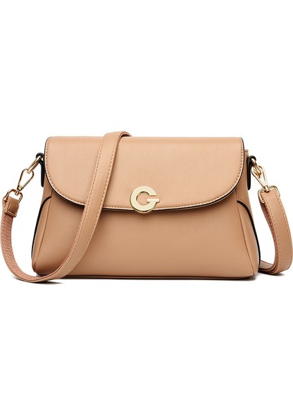 Çanta 2023 Yeni Moda Orta Yaşlı Anne Crossbody Çanta Bayan Vahşi Katı Renk Küçük Kare Çanta Tek Omuz Yumuşak Deri Kadın Çanta (Yurt Dışından)