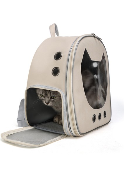 Düz Renkli Puderi Kedi Çantası Uzay Kapsülü Nefes Alabilen Omuzlar Kedi Sırt Çantası Büyük Kapasiteli Kedi Açık (Yurt Dışından)