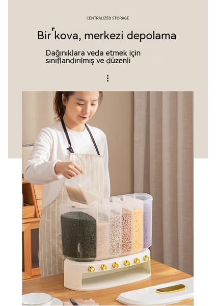 Tahıl ve Tahıl Depolama Pirinç Kutusu Büyük Kapasiteli Bölme Pirinç Varil Ev Saklama Kutusu 10KG Ayrılmış Çeşitli Tahıl Tankı Deliksiz 10KG (Yurt Dışından)
