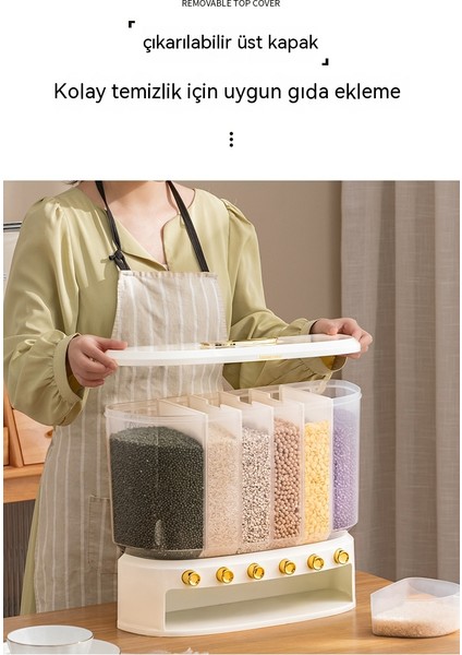 Tahıl ve Tahıl Depolama Pirinç Kutusu Büyük Kapasiteli Bölme Pirinç Varil Ev Saklama Kutusu 10KG Ayrılmış Çeşitli Tahıl Tankı Deliksiz 10KG (Yurt Dışından)