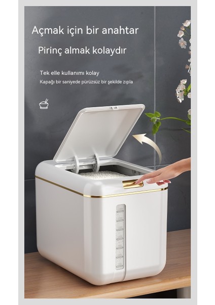 Pirinç Kovası Saklama Tankı Ev Hafif Lüks Gıda Sınıfı Kapalı Depolama Tankı Neme Dayanıklı Büyük Kapasiteli Tahıl Pirinç Silindir Pirinç Kutusu 15KG (Yurt Dışından)