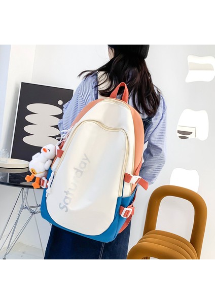 Kampüs Kız Sırt Çantası Büyük Kapasiteli Renkli Mektup Okul Çantası (Yurt Dışından) fiyatları