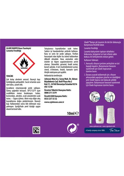 Banyo Hava Tazeleyici Lavanta Ferahlığı Yedek 10 ml x 2 Adet (60 Gün Etkili)