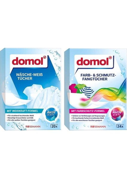 Beyazlatıcı Çamaşır Mendili 20'li + Renk Ayırıcı Mendil 24'lü Set