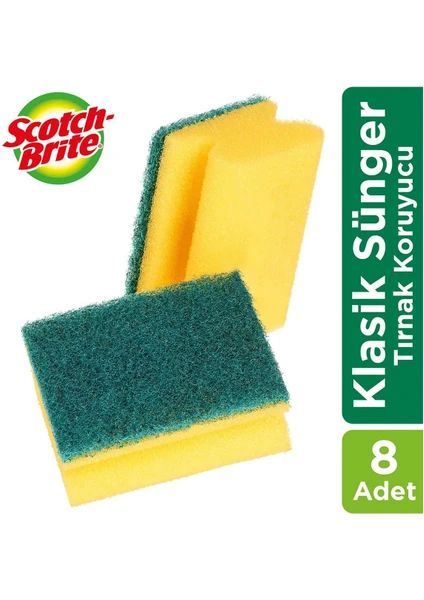 Scotch Brite Scotch-Brite Yeşil Bulaşık Süngeri 8'li- Tırnak Koruyuculu