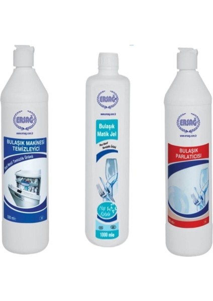 Bulaşık Seti -Bulaşıkmatik Jel 1000ML Bulaşık Parlatıcısı 500ML Bulaşık Makinesi Tem 500ML Ersağ Bulaşık