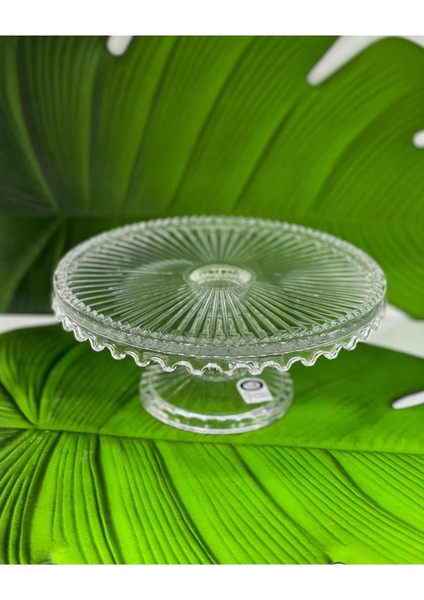Cam Küçük Yuvarlak Pasta Stand Sunumluk (21×9cm)