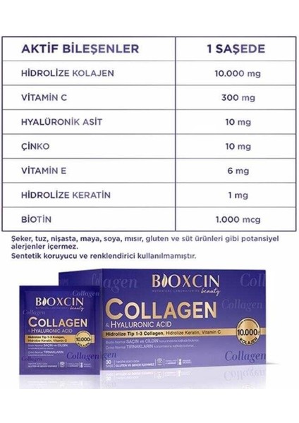 Beauty Collagen Hyaluronic Acid 30 Saşe 11 gr 10.000 Mg Kolajen indirimleri