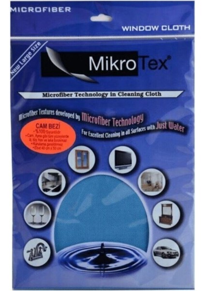 (4 Adet) Mikrofiber Cam Bezi Mavi 40 x 50 C