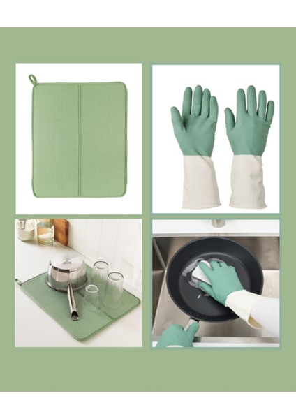 Bulaşık Eldiveni ve Bulaşık Kurutma Örtüsü 2'li Set --Ikea--