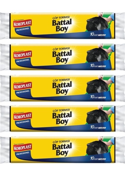Profesyonel 10LU Battal Boy Çöp Torbası x 5 Pake