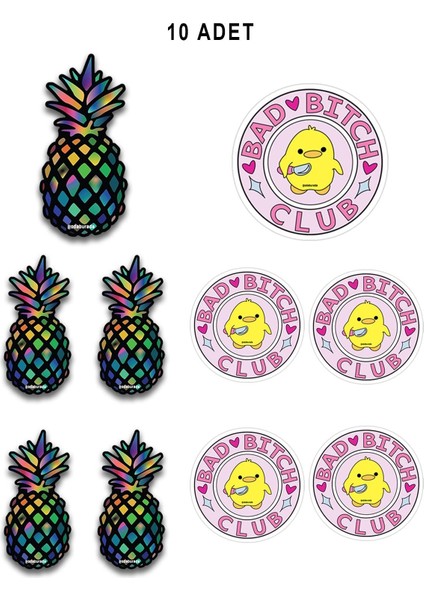 Psikopat Civciv ve Ananas Tasarımlı Dekoratif Araba Kokusu 10LU Paket