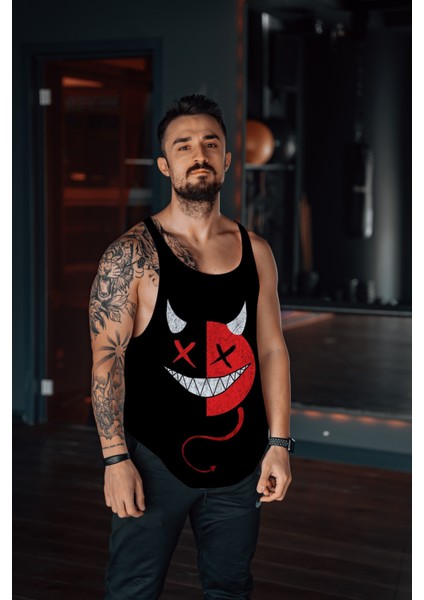 Bad Smile Red Gym Fitness Tank Top Sporcu Atleti