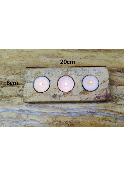 Traverten 3'lü Mumluk Tealight %100 Doğaltaş fırsatları