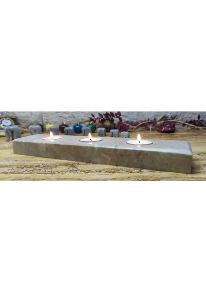 Marble Center Mermer 4'lü Mumluk Tealight %100 Doğaltaş