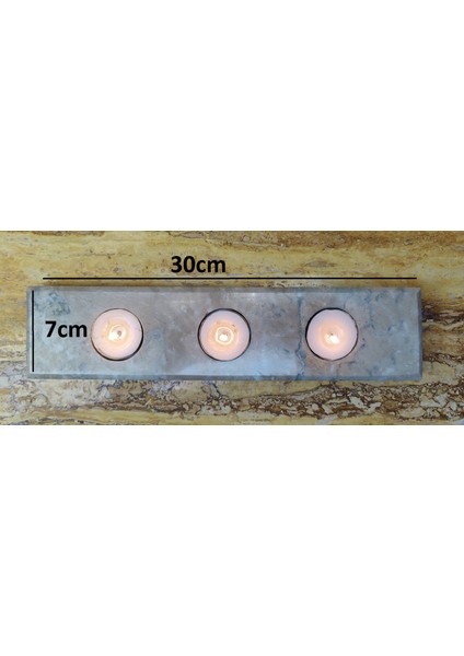 Marble Center Mermer 4'lü Mumluk Tealight %100 Doğaltaş