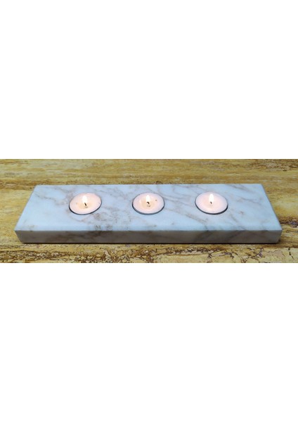 Mermer 4'lü Mumluk Tealight %100 Doğaltaş indirimleri