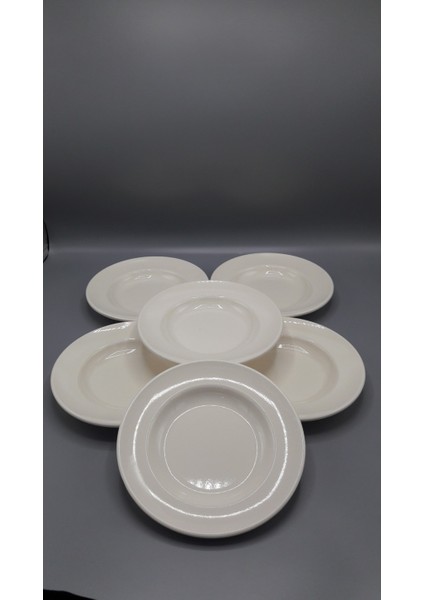 Melamin 6 Adet Krem Çukur Tabak 21 cm