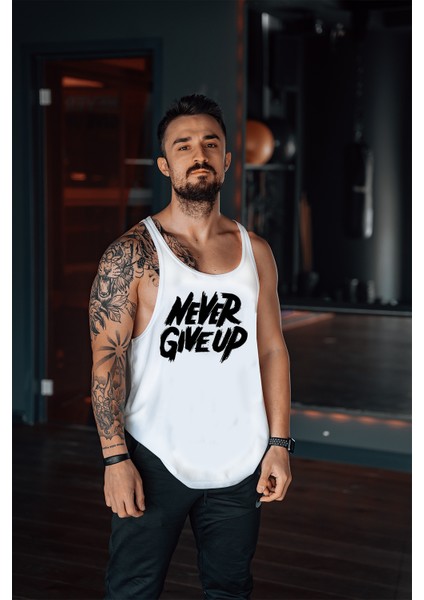 Never Give Up Gym Fitness Tank Top Sporcu Atleti