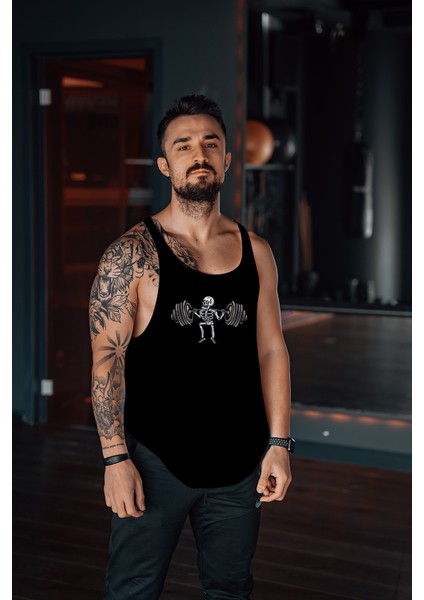 Gym Skeleton Gym Fitness Tank Top Sporcu Atleti