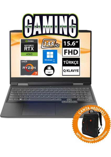 Loq 82XT004CTX09 Ryzen7 7840HS 16GB 512SSD RTX4060 15.6" Fullhd W11P Taşınabilir BILGISAYAR-CNT010