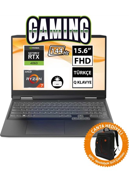 Loq 82XT004CTX07 Ryzen7 7840HS 64GB 1tbssd RTX4060 15.6" Fullhd Freedos Taşınabilir BILGISAYAR-CNT008