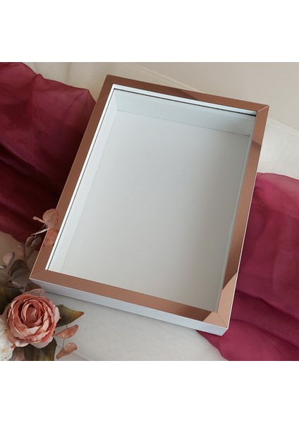 Beyaz 30X40 cm Fotoğraf Bölümsüz Yarı Rose Gold Isimsiz Ledsiz Gül Saklama Kutusu modelleri