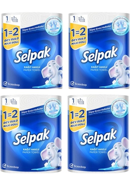 3 Katlı Dev Rulo Havlu 4 Adet