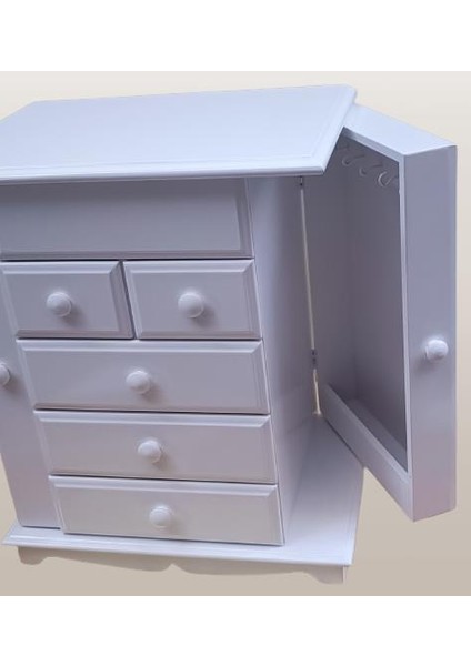 Hobi Dekoratif Adn Şifonyer 8 Çekmeceli Gizli Çekmece Modüllü Parlak Beyaz El Yapım fırsatları