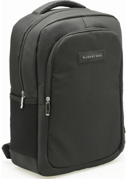 Unisex Siyah Su Geçirmez Kumaş Fonksiyonel ve Şık Tasarımlı 15.6 Inç Laptop Sırt Çantası