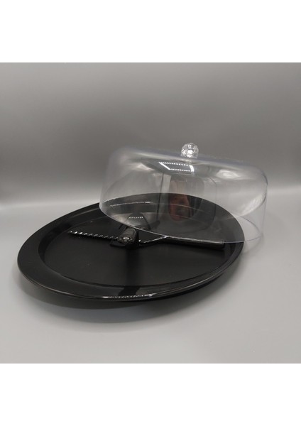 Kek Servis Seti Mat Siyah Gıdaya Uygun Akrilik 4 Parça (ÇAP:26CM Yuk:9.5cm ) fiyatları