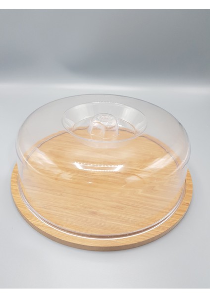Ahşap Taban Akrilik Şeffaf Kapak Kek Fanus ÇAP:23CM Yuk 11CM fiyatları