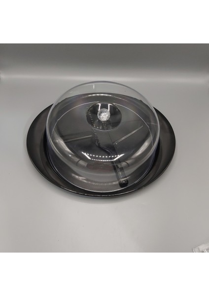 Kek Servis Seti Mat Siyah Gıdaya Uygun Akrilik 4 Parça (ÇAP:26CM Yuk:9.5cm )