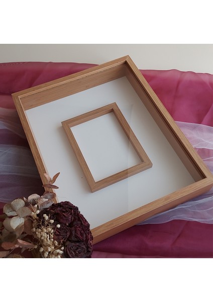 40X50 cm Fotoğraf Bölümlü Bambu Isimsiz Ledsiz Ahşap Gül Saklama Çerçevesi! Anı Kutusu fiyatları