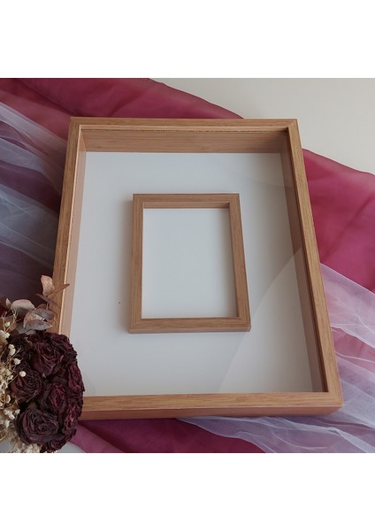 40X50 cm Fotoğraf Bölümlü Bambu Isimsiz Ledsiz Ahşap Gül Saklama Çerçevesi! Anı Kutusu modelleri