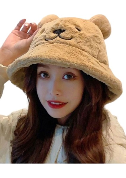 Kadın Sevimli Ayı Kulak Peluş Bucket Şapka modelleri