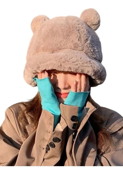 Kadın Sevimli Ayı Kulak Peluş Bucket Şapka fırsatları