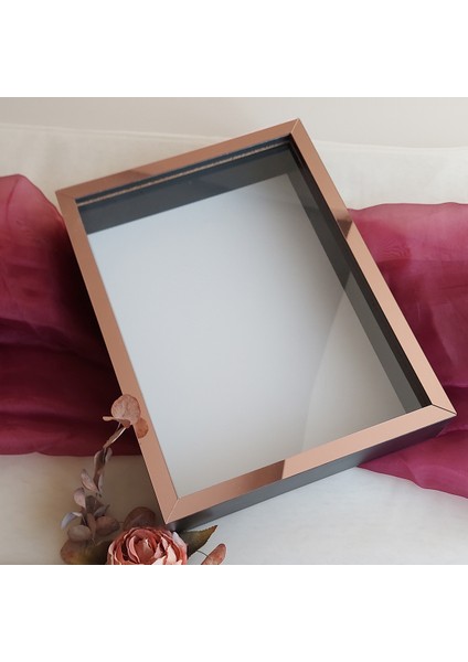 Siyah 30X40 cm Fotoğraf Bölümsüz Yarı Rose Gold Isimsiz Ledsiz Gül Saklama Kutusu