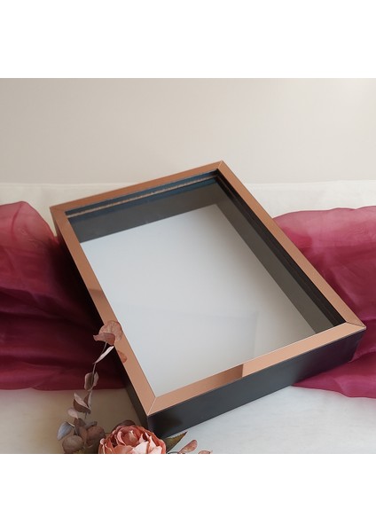 Siyah 30X40 cm Fotoğraf Bölümsüz Yarı Rose Gold Isimsiz Ledsiz Gül Saklama Kutusu fiyatları